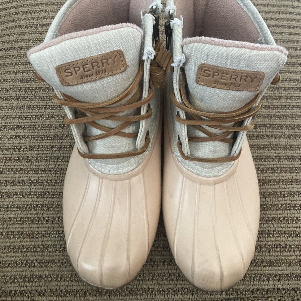 Sperry Saltwater Duck Boots Rose Oat Size 6